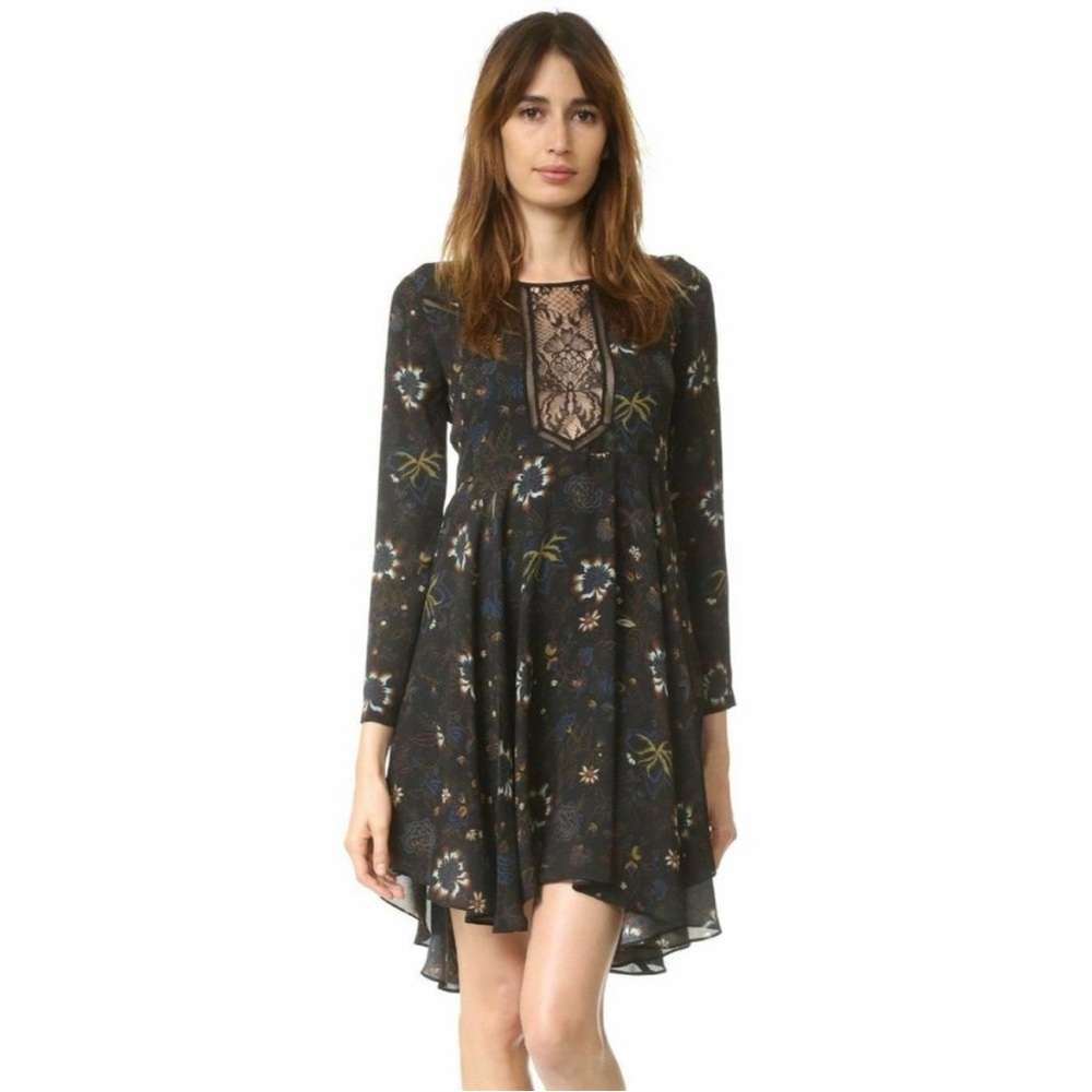 A.L.C. Silk Cythia Asymmetrical Dress with Lace Front Size 0